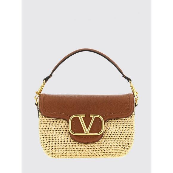 VALENTINO GARAVANI Handbags - Valentino Garavani Women Alltime Raffia And Grain Leather Bag Valentino Garavani